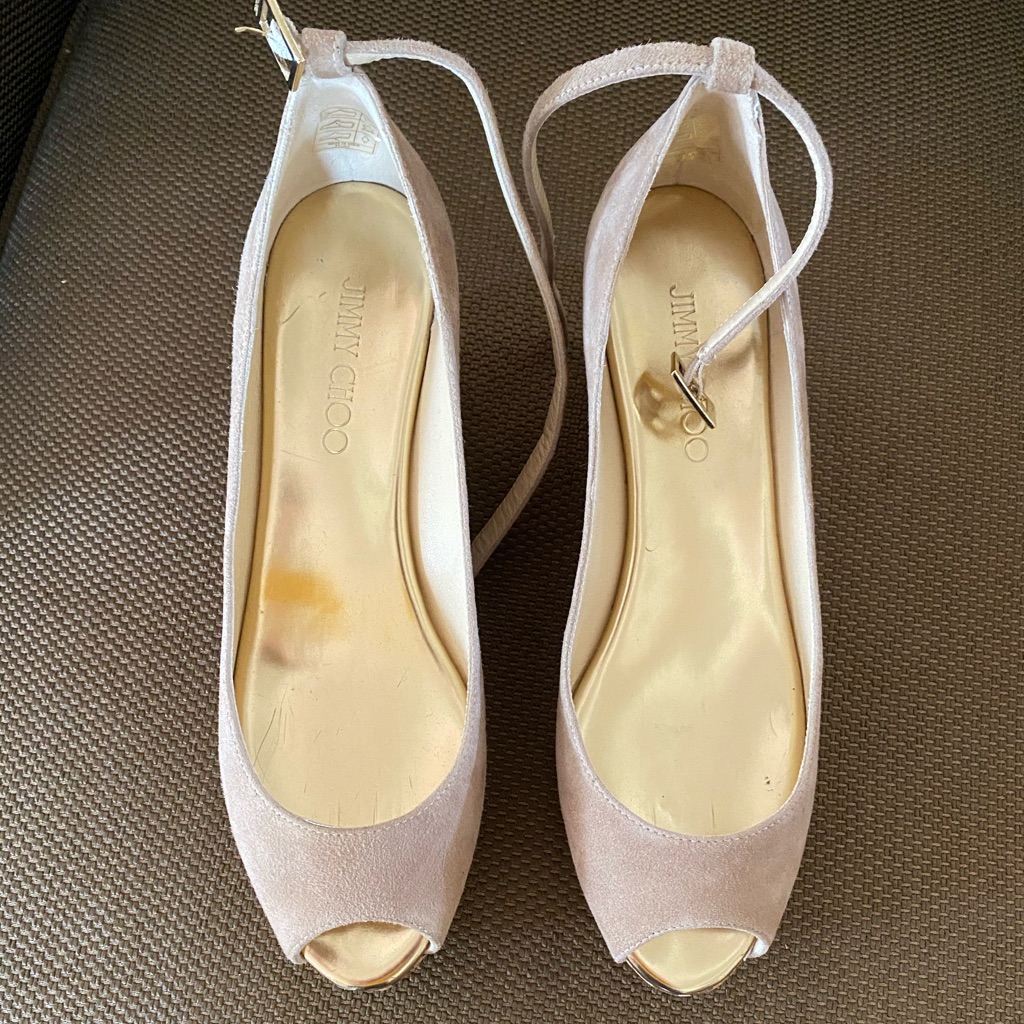 Brand New Jimmy Choo Pacific 70 Nude Suede Sandals